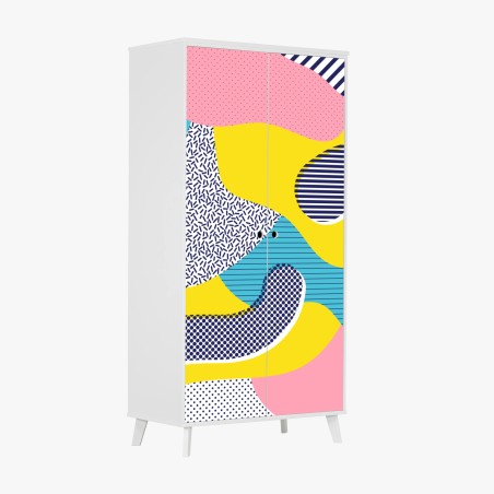 Adesivo per armadio composizione astratta stile memphis colorata • Wallissimo®