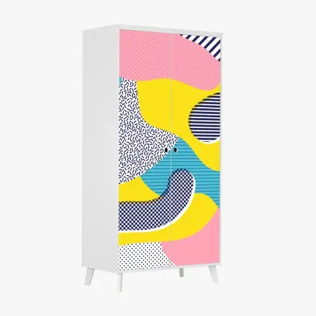 Adesivo per armadio composizione astratta stile memphis colorata • Wallissimo®