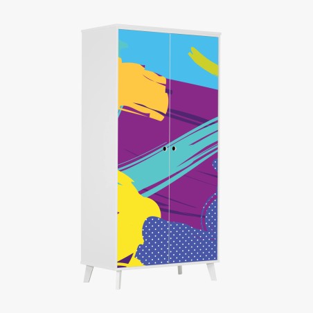 Adesivo per armadio esplosione di colori pop astratta • Wallissimo®