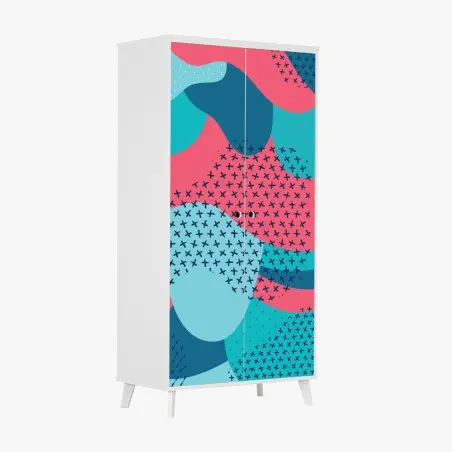 Adesivo per armadio motivo astratto colorato in stile pop • Wallissimo®