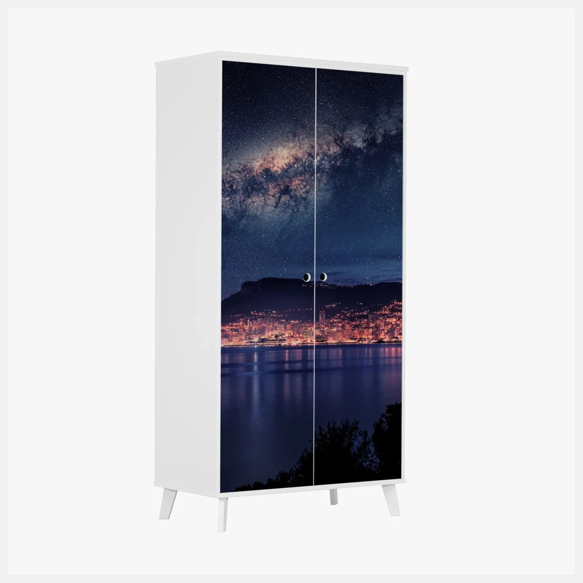 Adesivo per armadio panorama costiero notturno sotto la Via Lattea • Wallissimo® Adesivo per armadio panorama costiero notturno sotto la Via Lattea • Wallissimo®