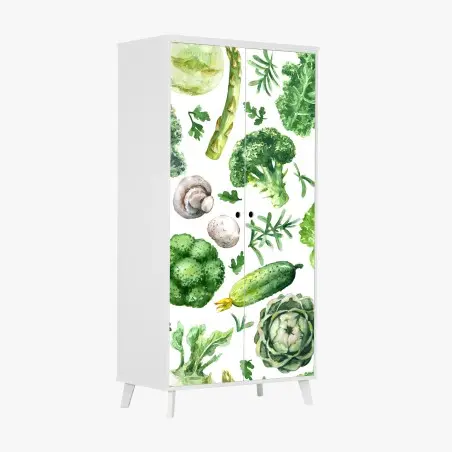 Adesivo per armadio motivo botanico di verdure acquerellate • Wallissimo®