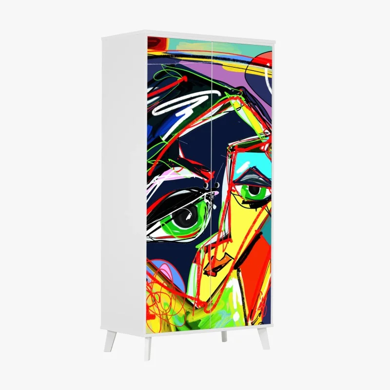 Adesivo per armadio volto cromatico astratto