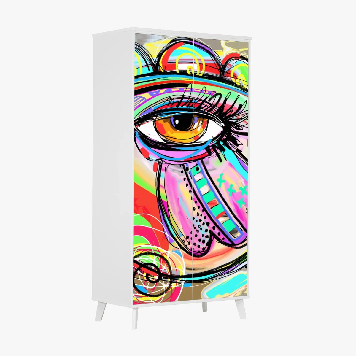 Adesivo per armadio occhio psichedelico esplosione cromatica • Wallissimo® Adesivo per armadio occhio psichedelico esplosione cromatica • Wallissimo®