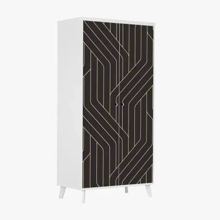 Adesivo per armadio motivo geometrico art déco in nero e oro • Wallissimo®