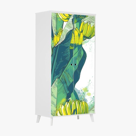 Adesivo per armadio oasi di banane e foglie tropicali • Wallissimo®
