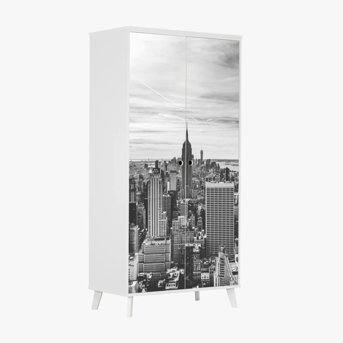 Adesivo per armadio skyline di New York in bianco e nero • Wallissimo® Adesivo per armadio skyline di New York in bianco e nero • Wallissimo®