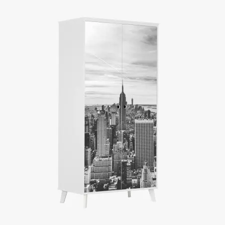 Adesivo per armadio skyline di New York in bianco e nero • Wallissimo®