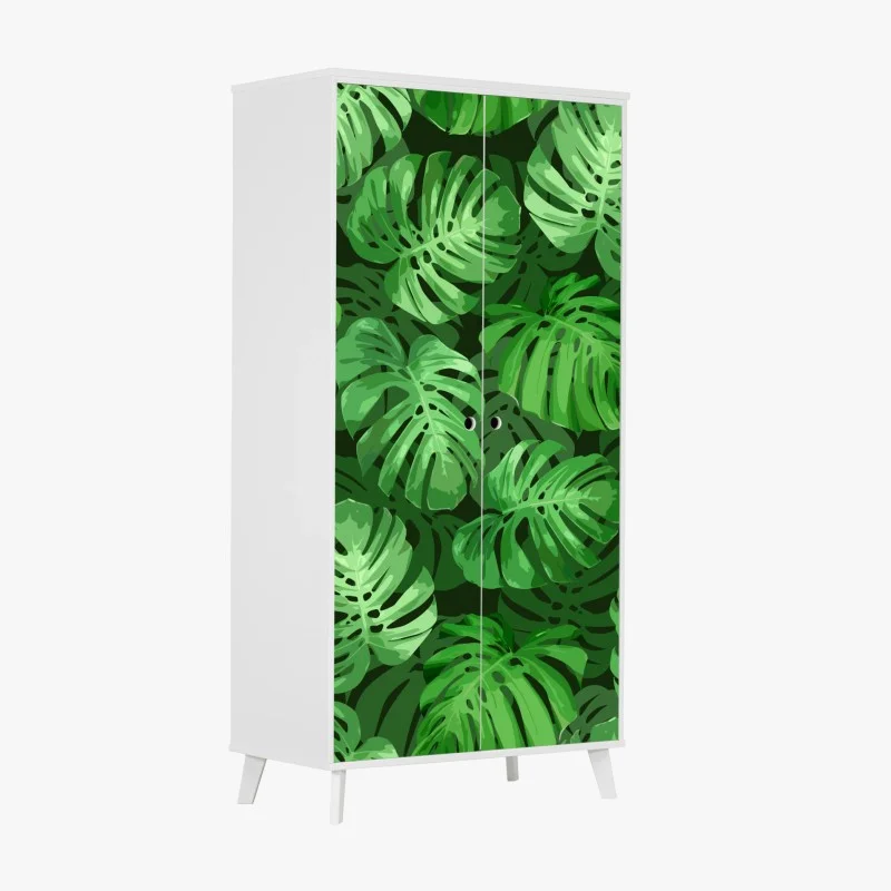 Adesivo per armadio motivo tropicale di foglie di monstera