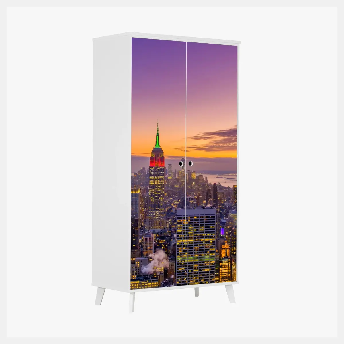 Adesivo per armadio panorama urbano di New York al tramonto • Wallissimo®