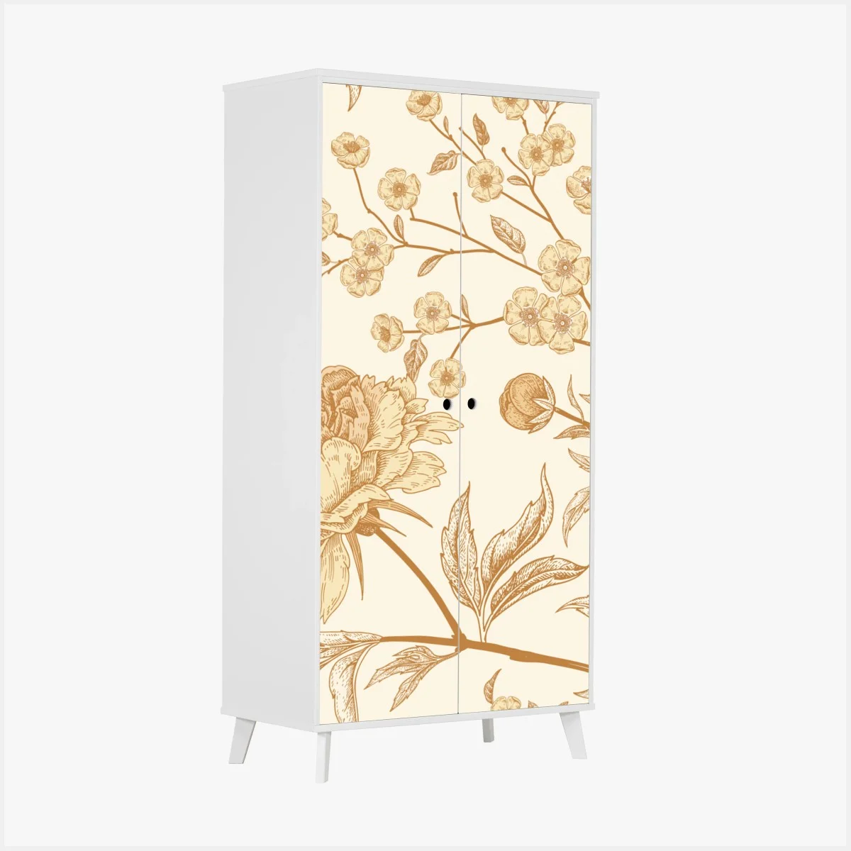 Adesivo per armadio motivo floreale vintage in tonalità sabbia • Wallissimo® Adesivo per armadio motivo floreale vintage in tonalità sabbia • Wallissimo®