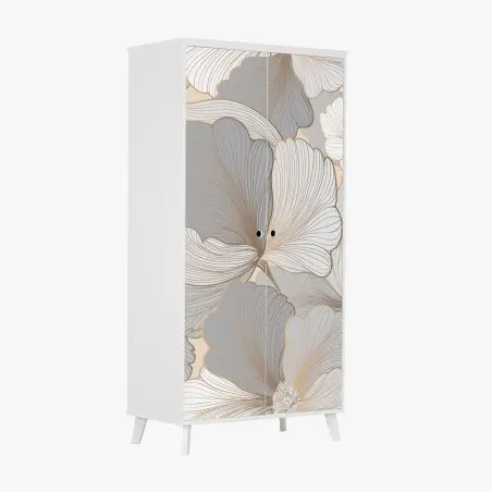 Adesivo per armadio motivo floreale elegante in toni neutri • Wallissimo®