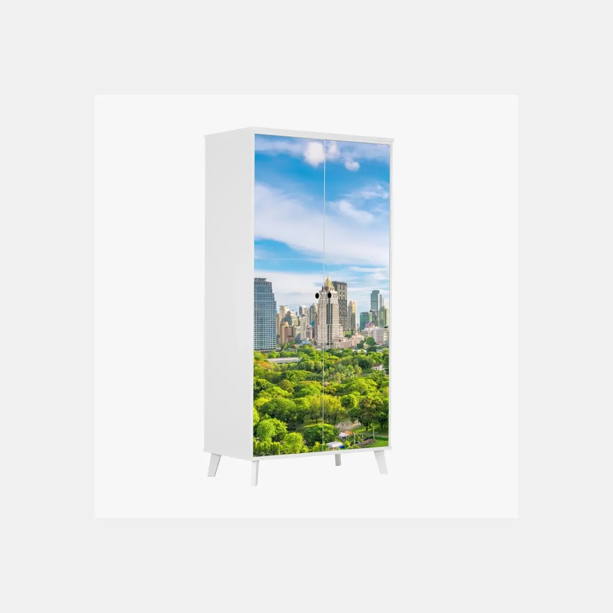 Adesivo per armadio panorama urbano di Bangkok con il parco Lumpini • Wallissimo®