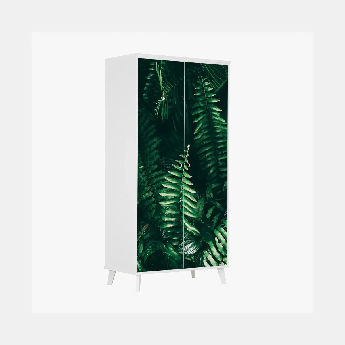 Adesivo per armadio verde tropicale: atmosfera di giungla in tonalità scure • Wallissimo®