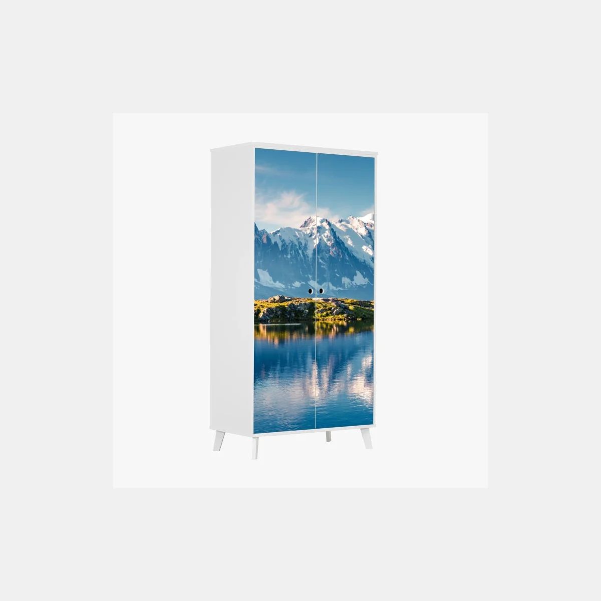Adesivo per armadio riflessi sul Lac Blanc con Monte Bianco • Wallissimo® Adesivo per armadio riflessi sul Lac Blanc con Monte Bianco • Wallissimo®