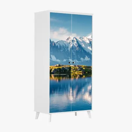Adesivo per armadio riflessi sul Lac Blanc con Monte Bianco • Wallissimo®