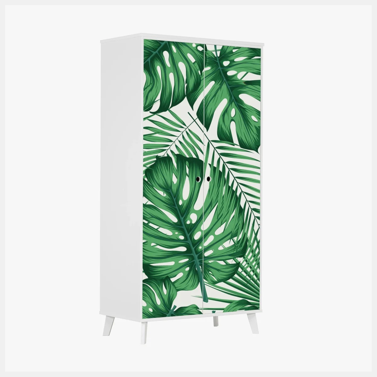 Adesivo per armadio motivo tropicale di foglie verdi • Wallissimo® Adesivo per armadio motivo tropicale di foglie verdi • Wallissimo®