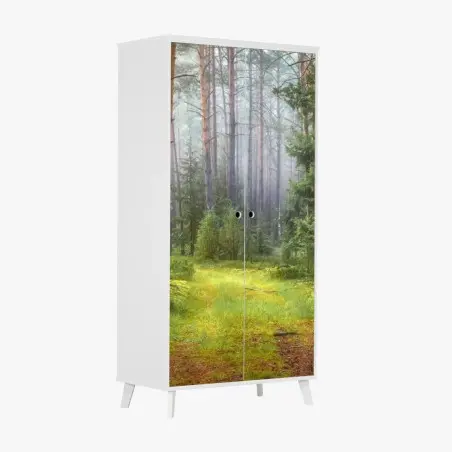 Adesivo per armadio rifugio di luce nella foresta • Wallissimo®