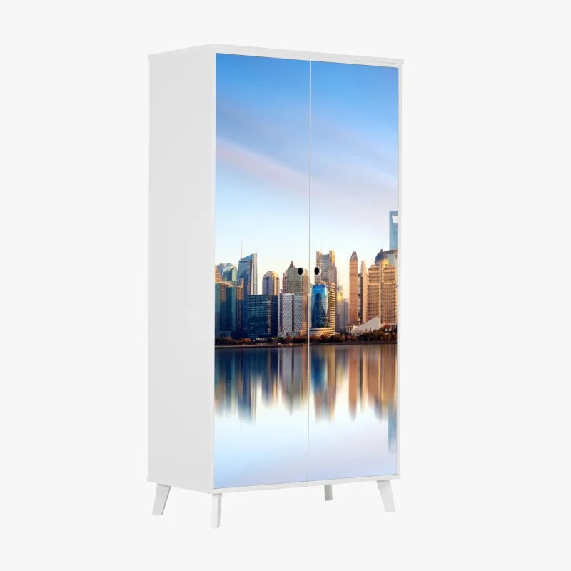 Adesivo per armadio skyline di Shanghai all'alba
