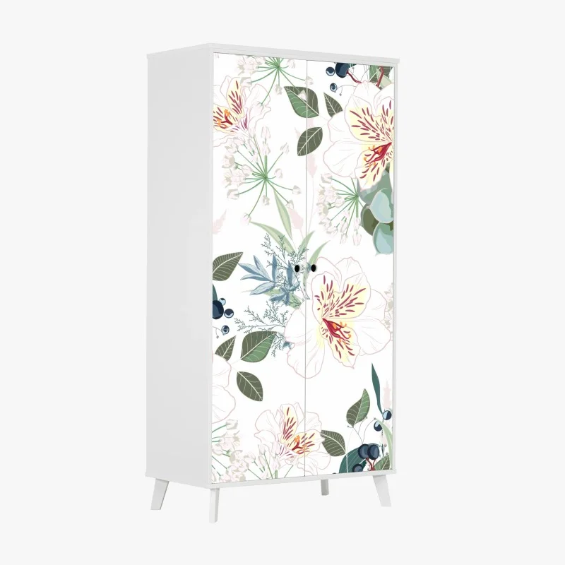 Adesivo per armadio design floreale botanico in toni pastello