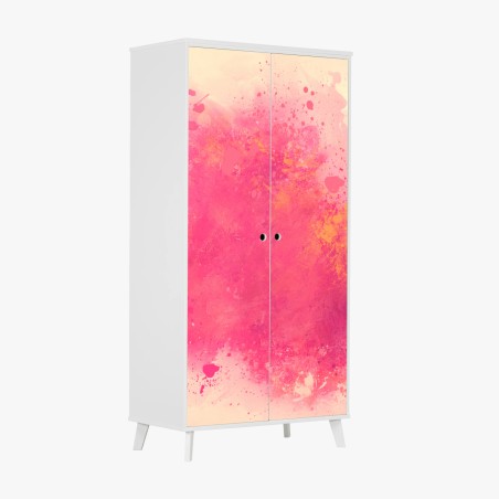 Adesivo per armadio esplosione di rosa e arancio • Wallissimo®
