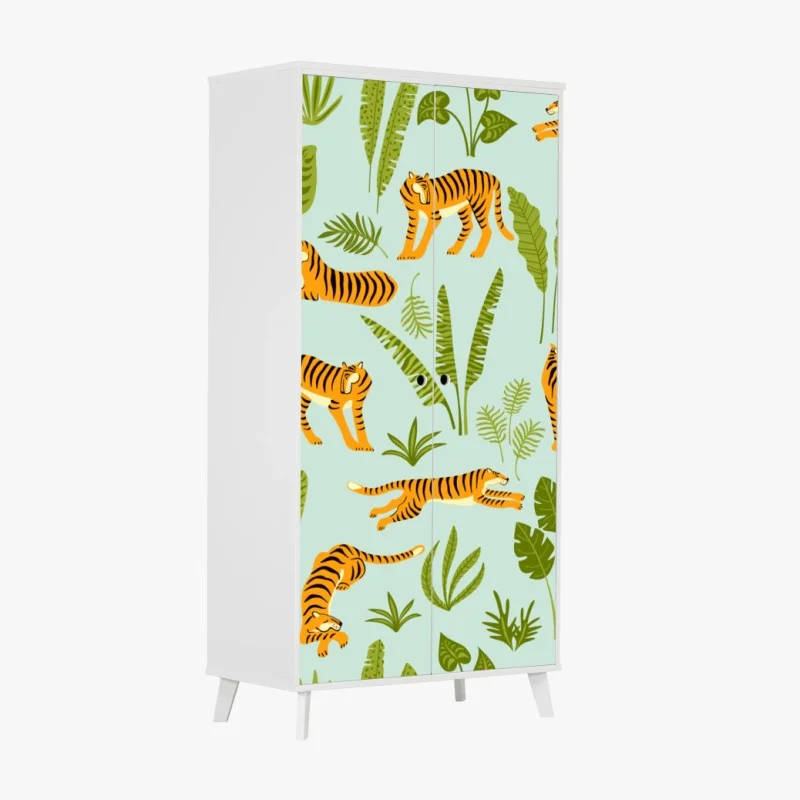 Adesivo per armadio motivo tigrato tropicale per interni