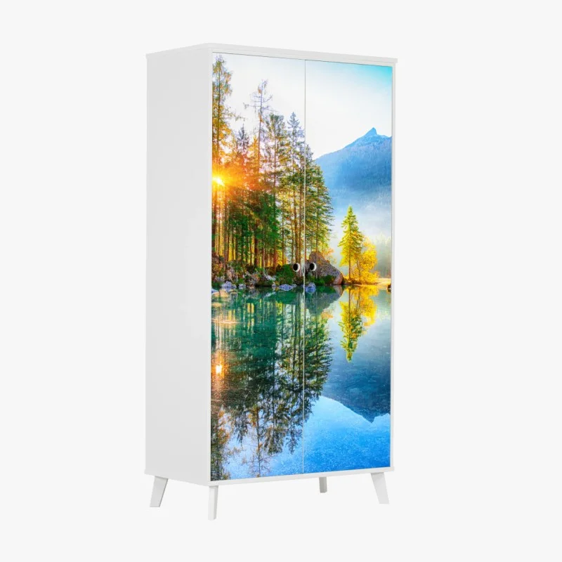 Adesivo per armadio alba autunnale a Hintersee: panorama alpino riflesso