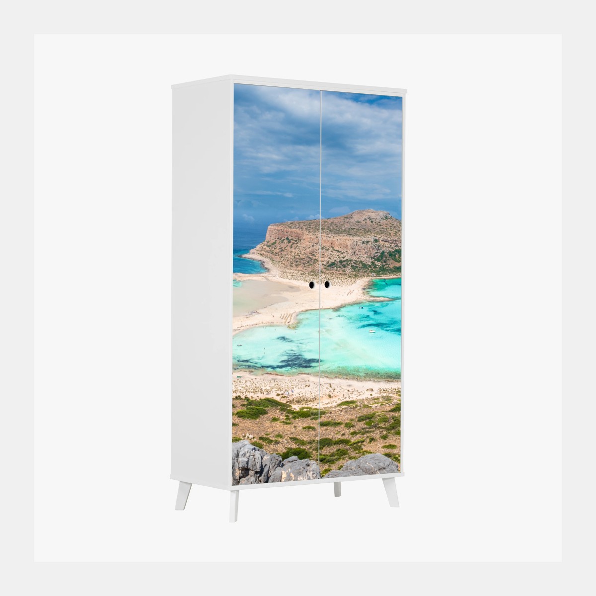 Adesivo per armadio panorama incantevole della laguna di Balos e dell'isola di Gramvousa, Creta • Wallissimo®
