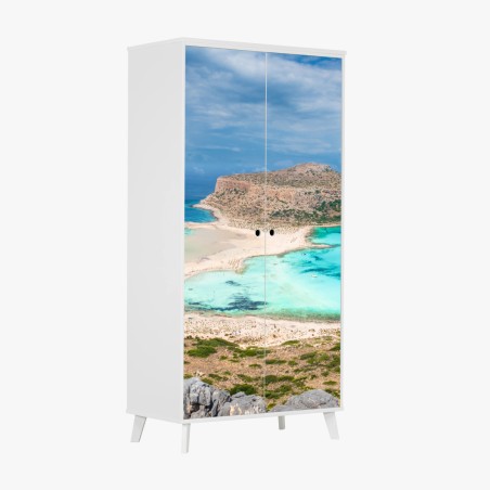 Adesivo per armadio panorama incantevole della laguna di Balos e dell'isola di Gramvousa, Creta • Wallissimo®