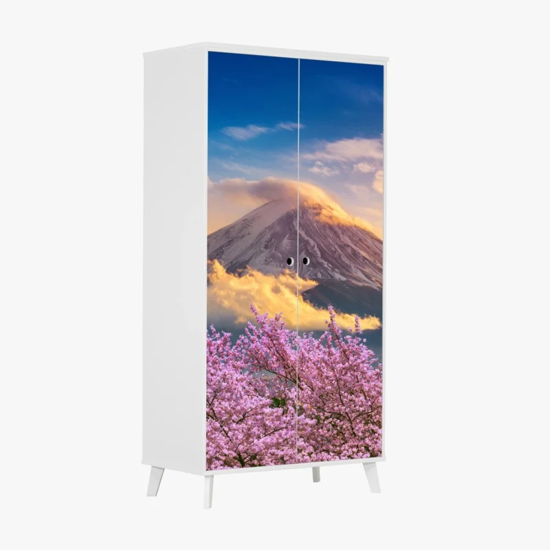 Adesivo per armadio risveglio primaverile a Monte Fuji