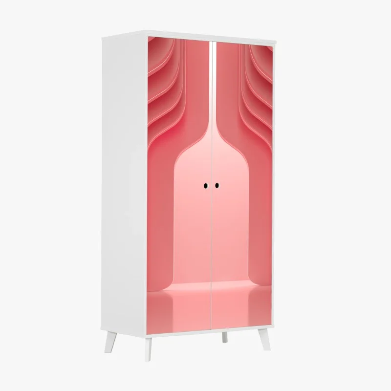 Adesivo per armadio interno rosa corallo con archi ondulati