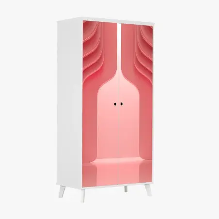 Adesivo per armadio interno rosa corallo con archi ondulati • Wallissimo®