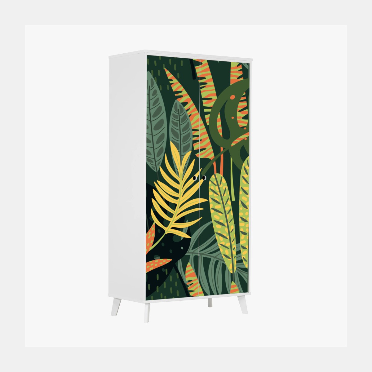 Adesivo per armadio motivo botanico tropicale in verde • Wallissimo®