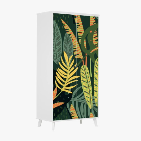 Adesivo per armadio motivo botanico tropicale in verde • Wallissimo®