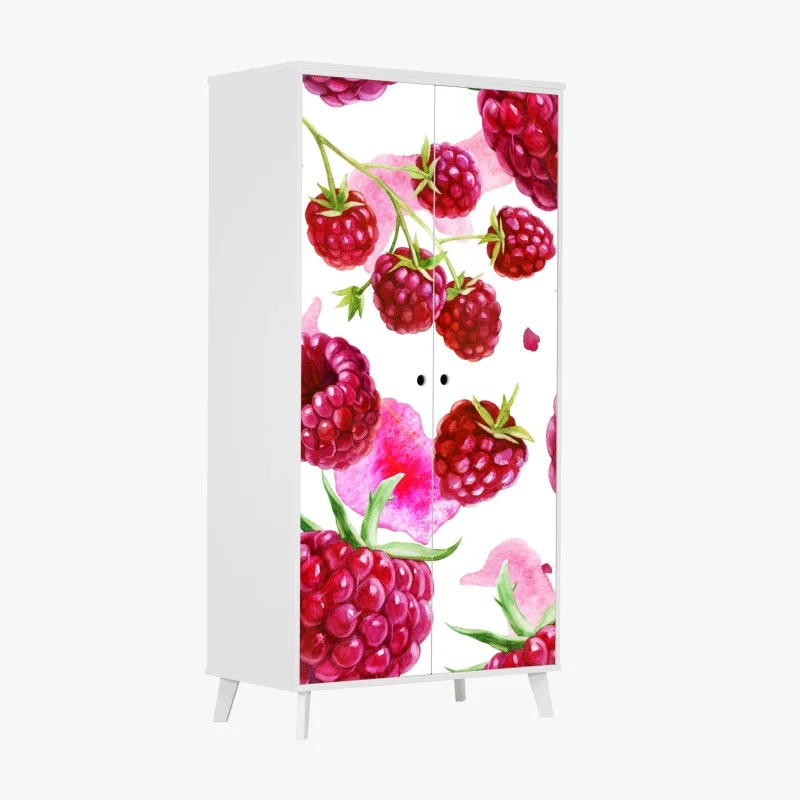 Adesivo per armadio motivo acquerello con lamponi