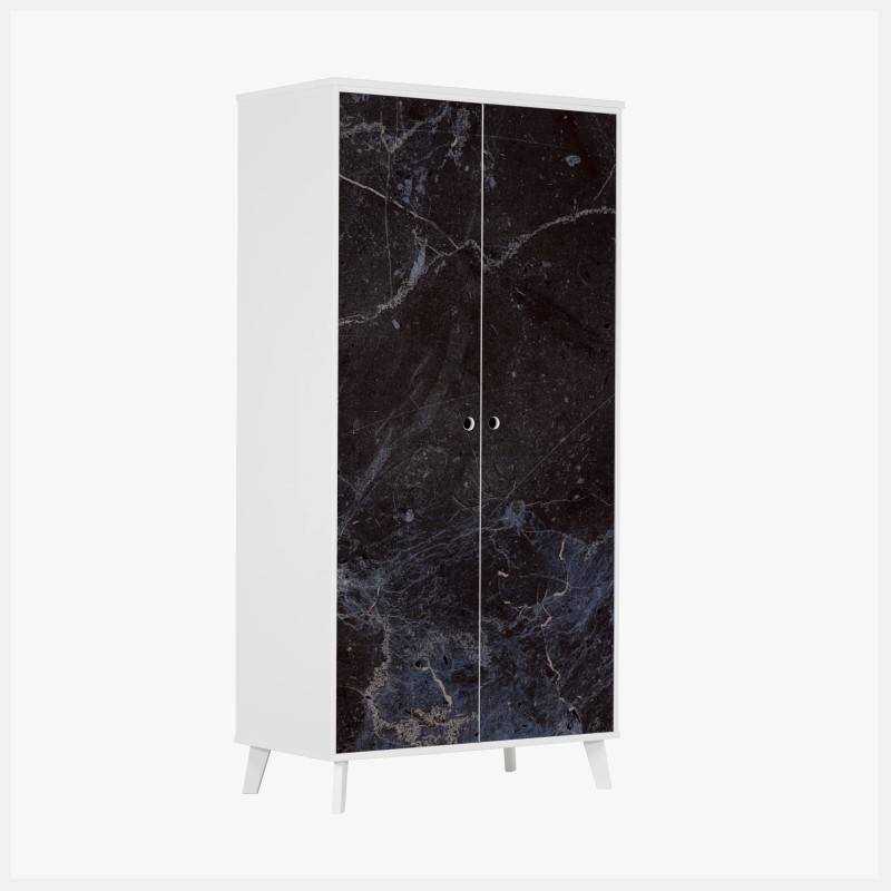 Adesivo per armadio marmo nero venato con riflessi blu