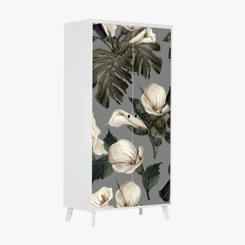 Adesivo per armadio motivo botanico elegante con calle e foglie di monstera