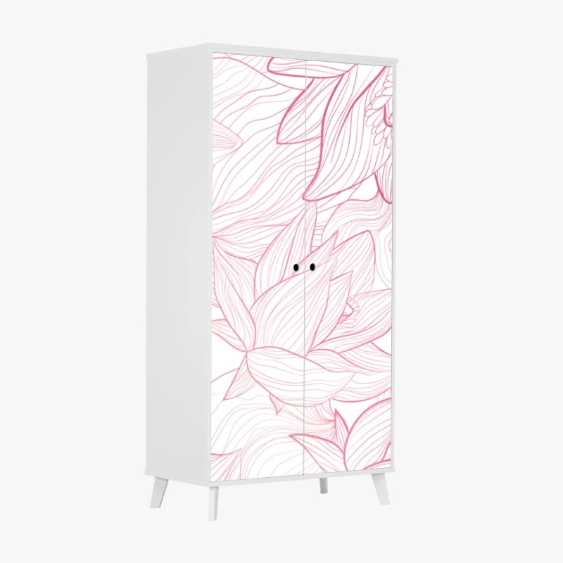 Adesivo per armadio motivo floreale rosa a linee sottili