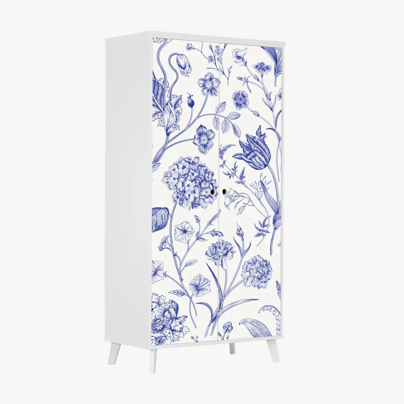 Adesivo per armadio elegante motivo floreale in stile Toile de Jouy