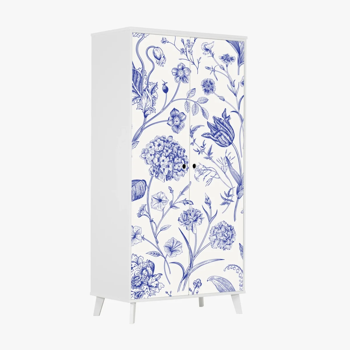 Adesivo per armadio elegante motivo floreale in stile Toile de Jouy • Wallissimo® Adesivo per armadio elegante motivo floreale in stile Toile de Jouy • Wallissimo®