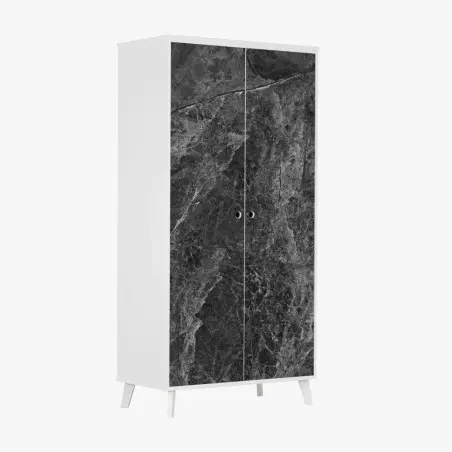 Adesivo per armadio marmo nero venato elegante • Wallissimo®