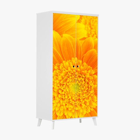 Adesivo per armadio esplosione di gerbere giallo-arancione • Wallissimo®