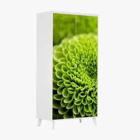Adesivo per armadio mandala floreale verde in macro • Wallissimo®