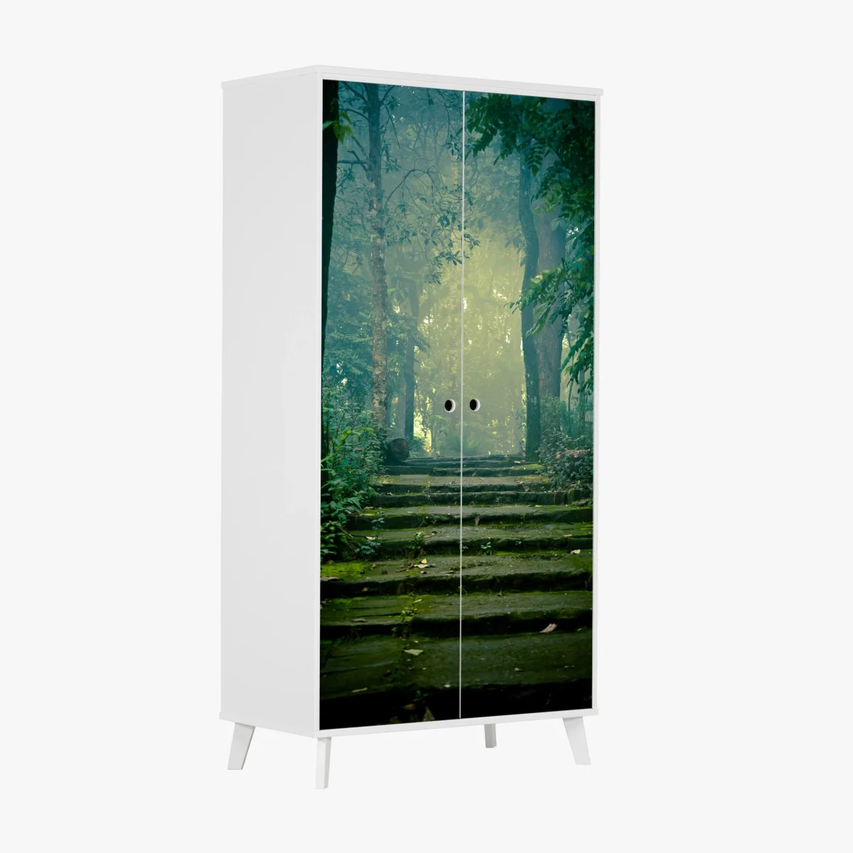 Adesivo per armadio sentiero di pietra nella foresta nebbiosa • Wallissimo® Adesivo per armadio sentiero di pietra nella foresta nebbiosa • Wallissimo®