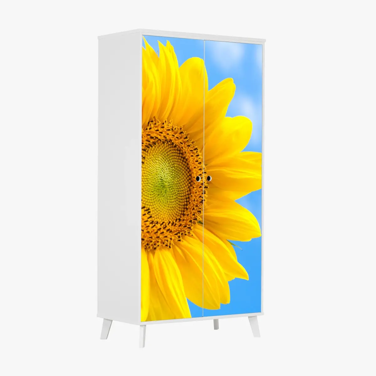 Adesivo per armadio girasole brillante su cielo azzurro • Wallissimo®