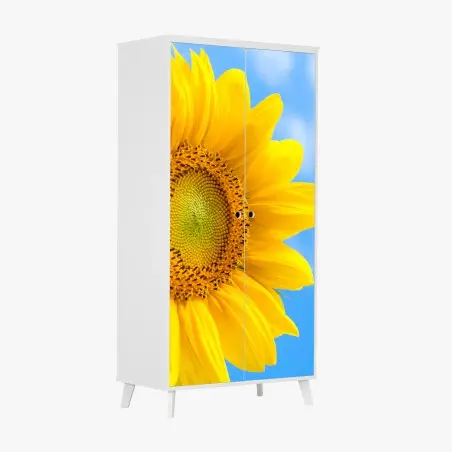 Adesivo per armadio girasole brillante su cielo azzurro • Wallissimo®