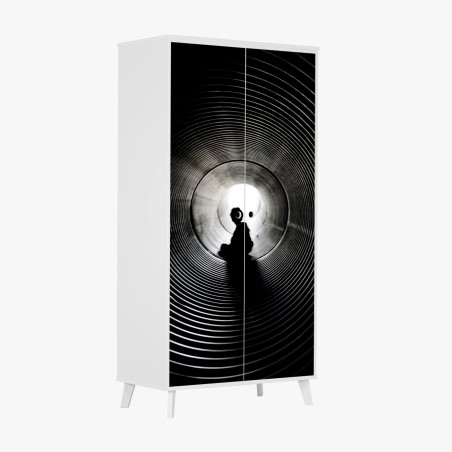 Adesivo per armadio sagoma nel tunnel di luce e ombre • Wallissimo®