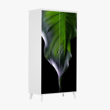 Adesivo per armadio eleganza della foglia verde • Wallissimo®