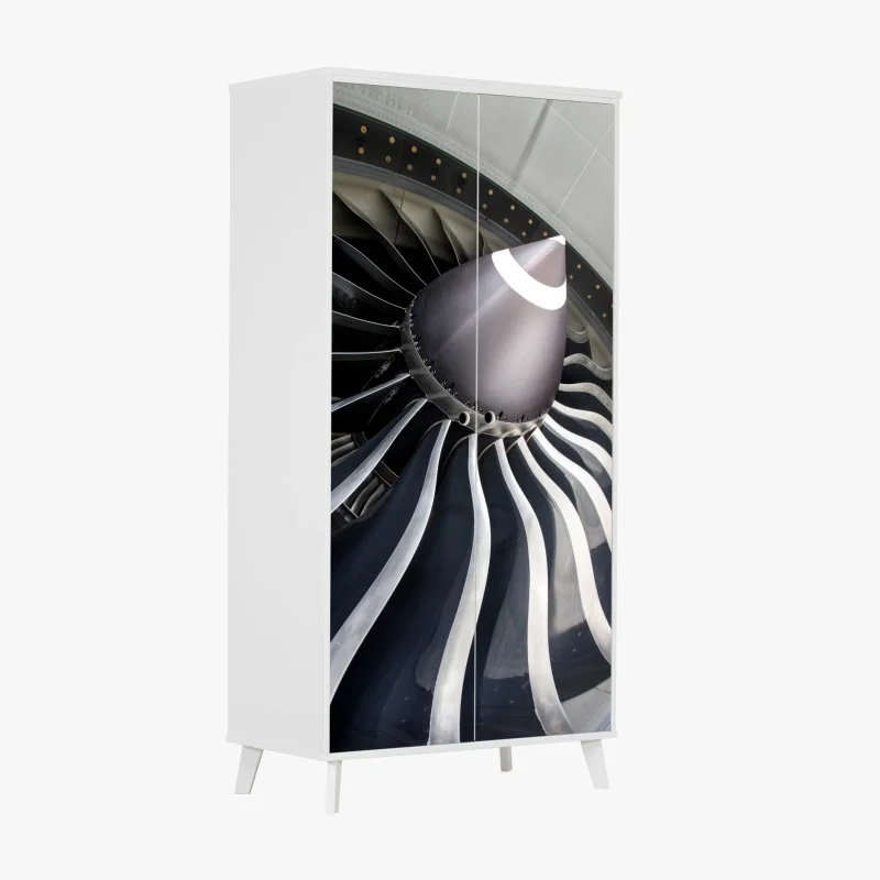 Adesivo per armadio potenza e precisione: dettaglio di motore a reazione