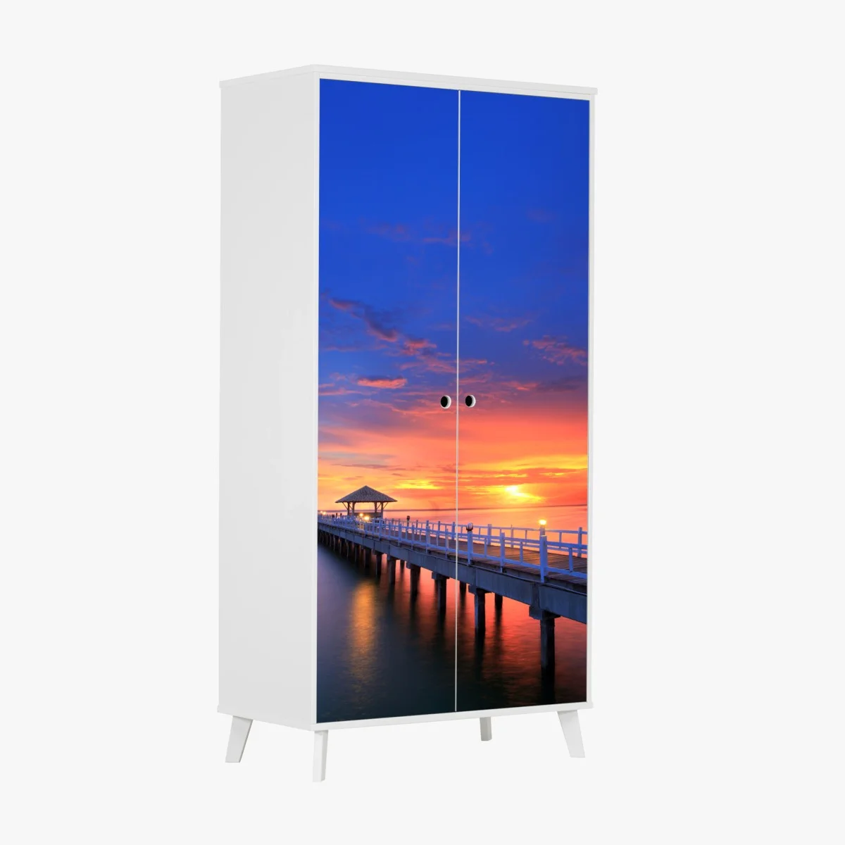 Adesivo per armadio molo al tramonto sul mare • Wallissimo® Adesivo per armadio molo al tramonto sul mare • Wallissimo®